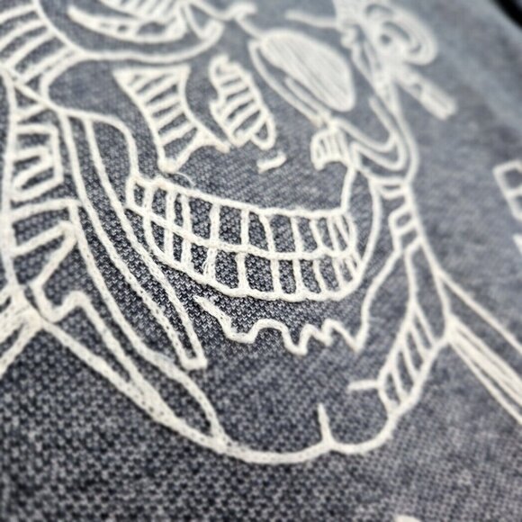 Zara Man Sweatshirt Skull Graphic Crewneck Mens Size L Sweater Long Sleeve Gray - Picture 7 of 10
